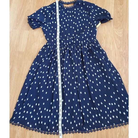 1901 Nordstrom Polka Dot Crinkle Chiffon Fit Flare Dress size Medium Petite - Picture 10 of 14